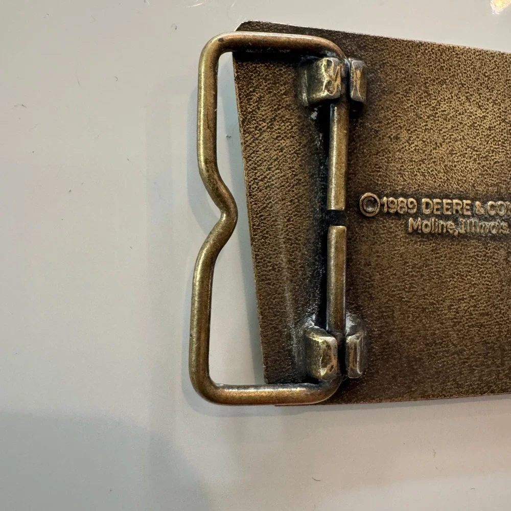 John Deere Diesel Power Belt Buckle Vintage 1989 Engine Tractor Farm‎ Brass